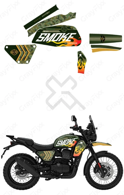 Military Smoke Edition Full Body Sticker Compatible with Yezdi Adventure | Made in Premium Matte Vinyl with FPF (Fade Protection Film), Waterproof, Precut Sticker, Pack of 1